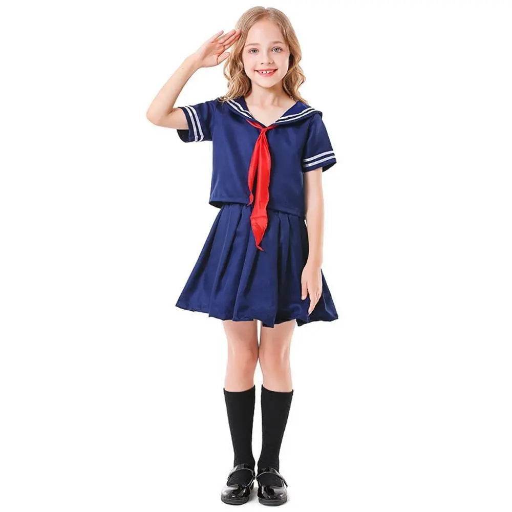 Children's Japanese anime style JK dark blue sailor costume - Azufun