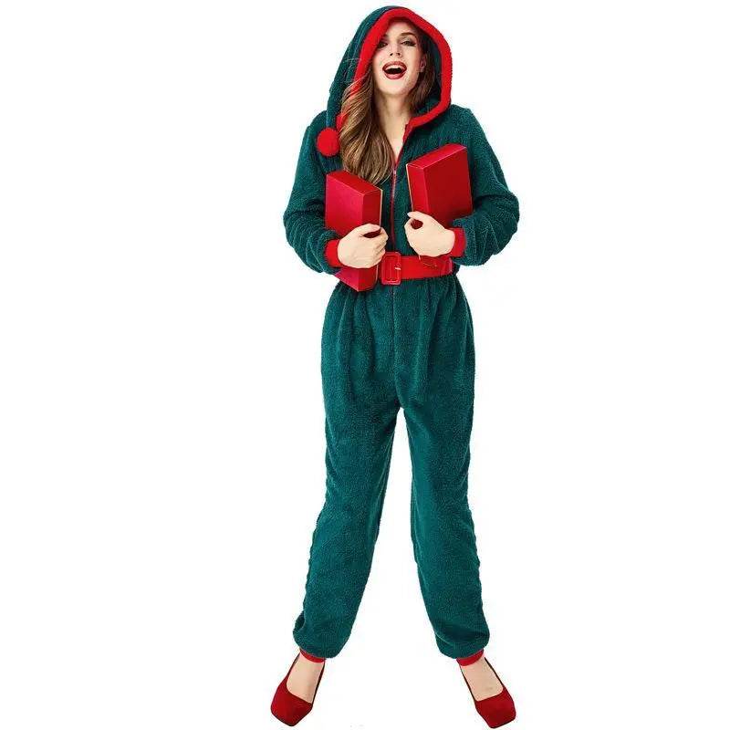 Christmas Family Matching Costume Onesies Hooded Pajamas Jumpsuit - Azufun