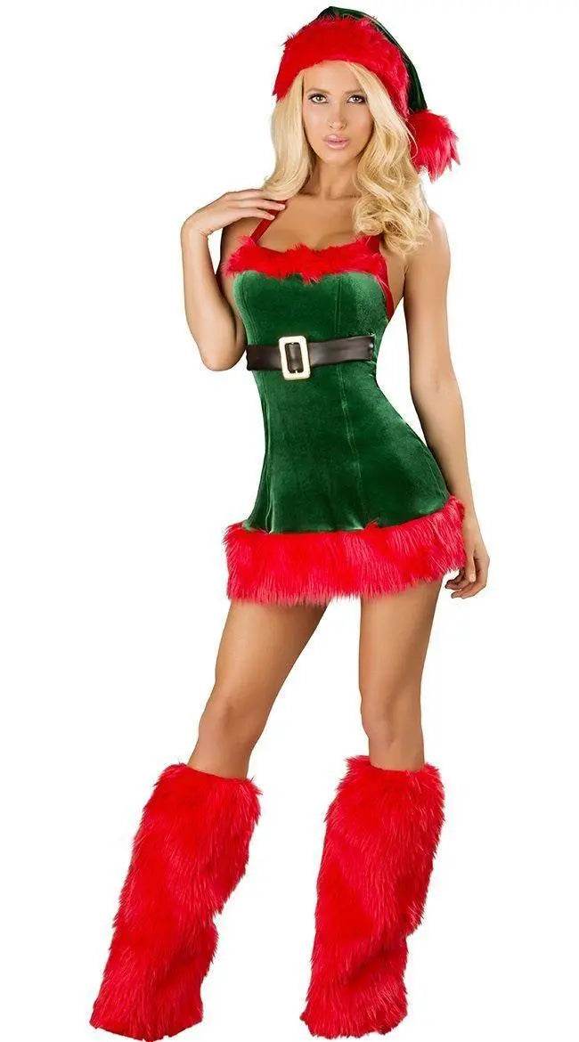 Christmas Sexy Green Tree Suit Santa Claus Costumes Adults Uniform - Azufun