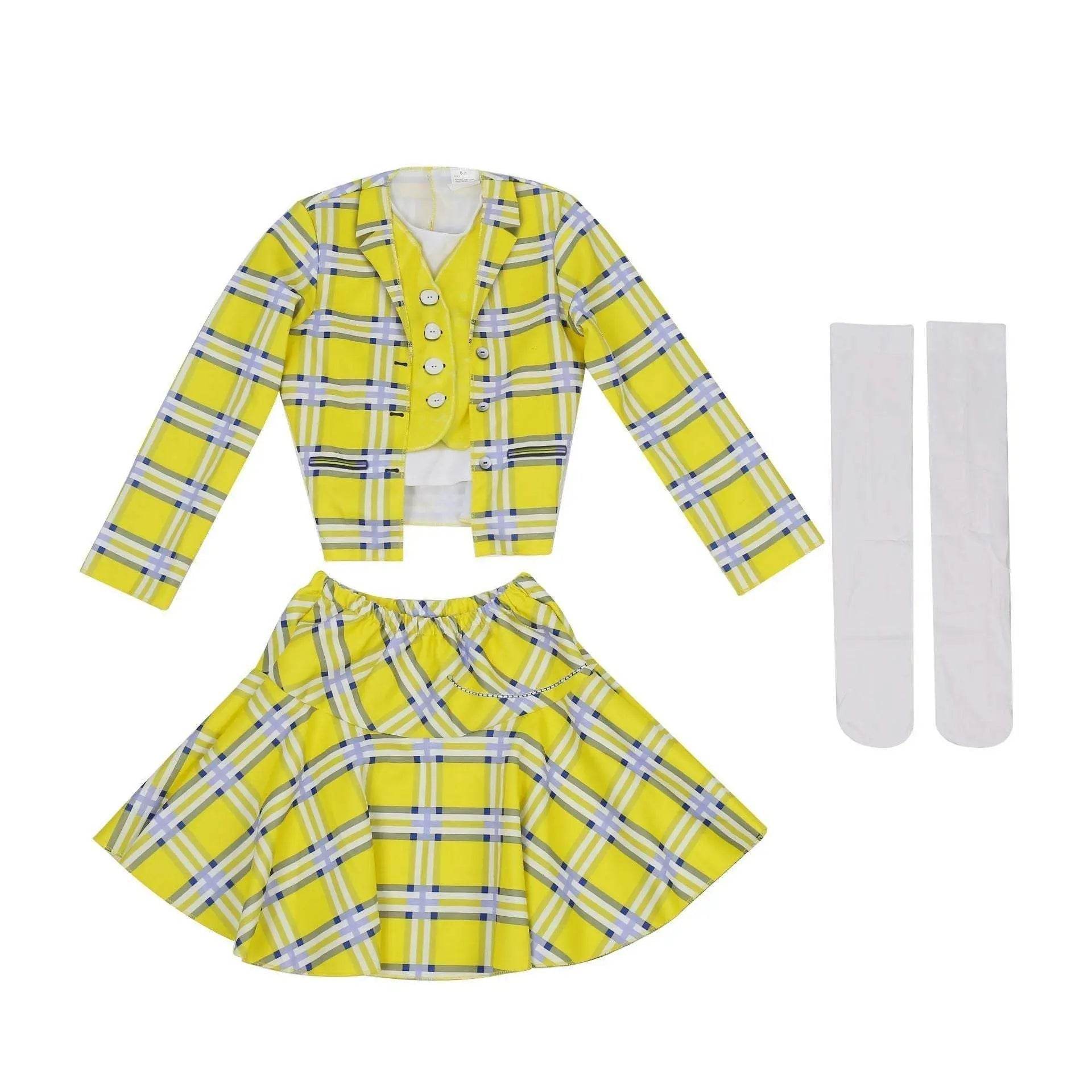 Clueless Cher Horowitz Girl Cosplay Costume School Uniform Suit Fancy Dress Halloween Outfit - Azufun