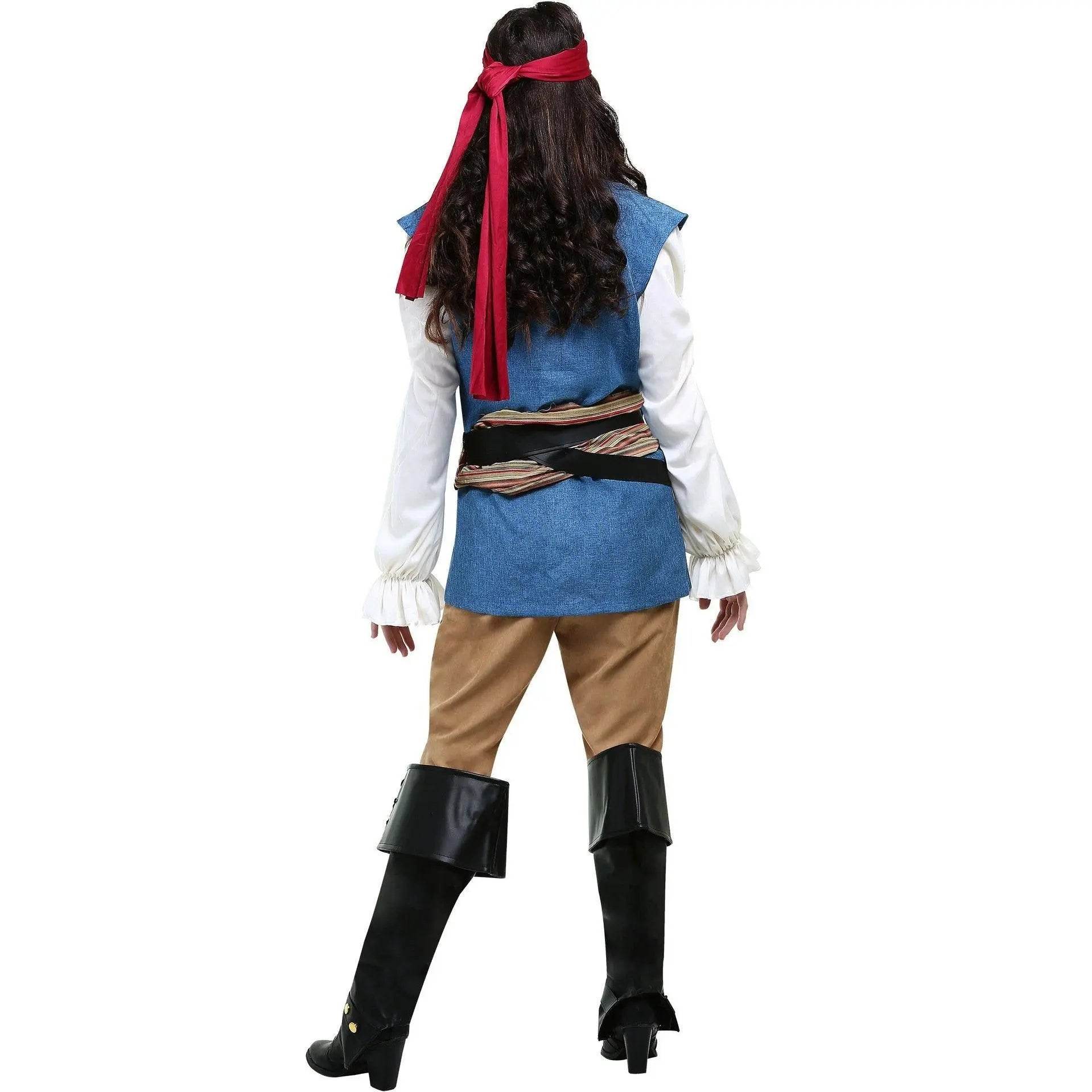 Couples Caribbean Captain Pirate Outfit Cosplay Costumes Fancy Dress Halloween Adult - Azufun