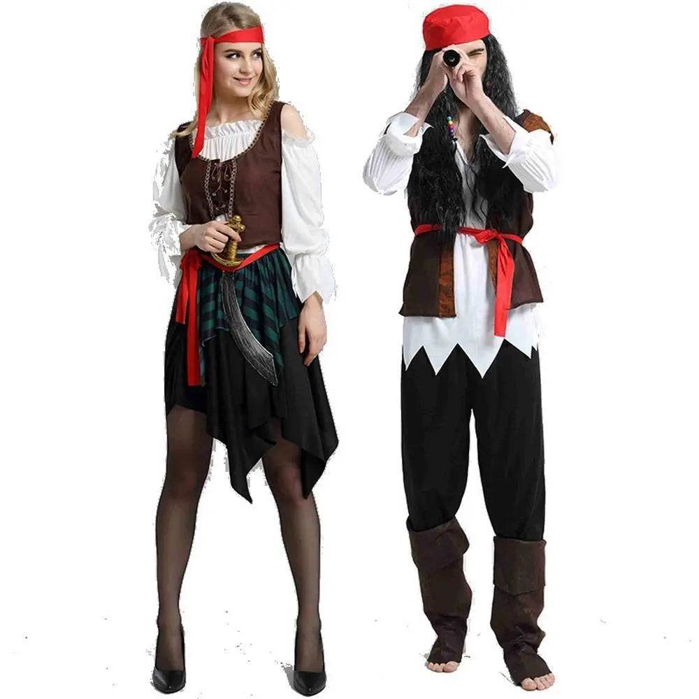 Couples Pirate Outfit Cosplay Costume Fancy Dress Halloween For Adult - Azufun