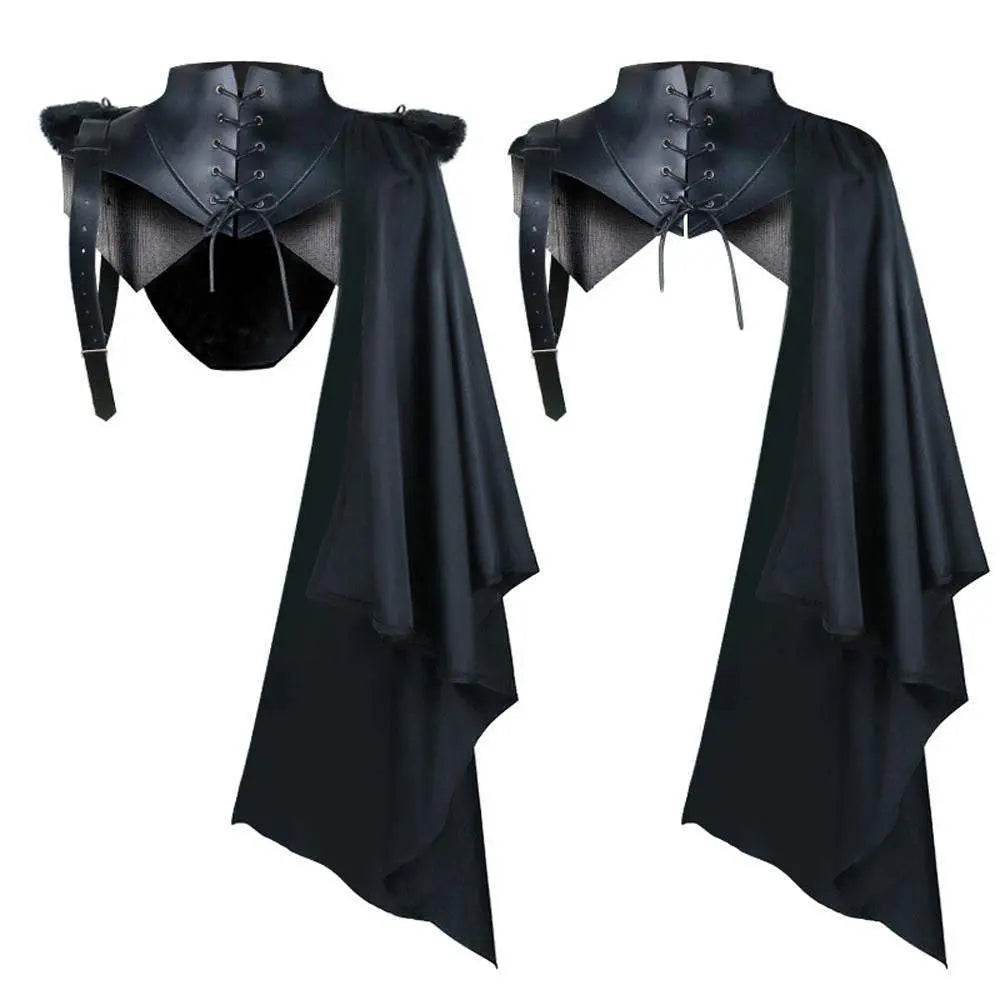 Death Cape Halloween Party Devil Cosplay Costume Vampire Cloak Midcentury Vintage Tippet for Men - Azufun