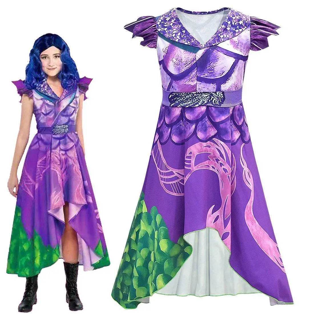 Descendants 3 Dragon Mal Cosplay Costume Kids Girl Dress - Azufun