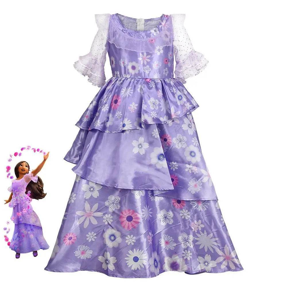 Encanto Isabella Costume Purple Dresses Cosplay for Adult Kids - Azufun