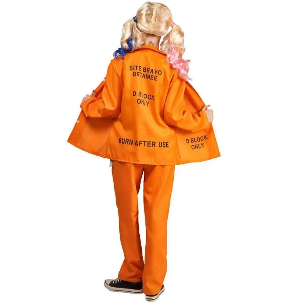 Escaped Prisoner Costume Cosplay Party Jumpsuit Uniform Suit Halloween For Men Women - Azufun
