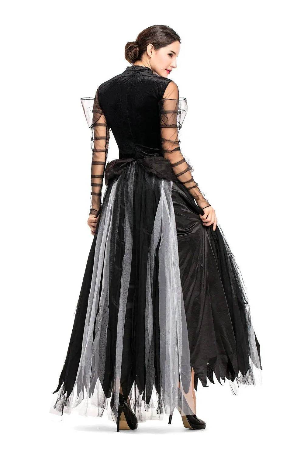 Fairy Tale Black Swan Cos Witch Cos Costume for Halloween Party Prom - Azufun