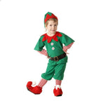 Family Matching Costume Christmas Suit Green Elf Santa Claus Outfits - Azufun