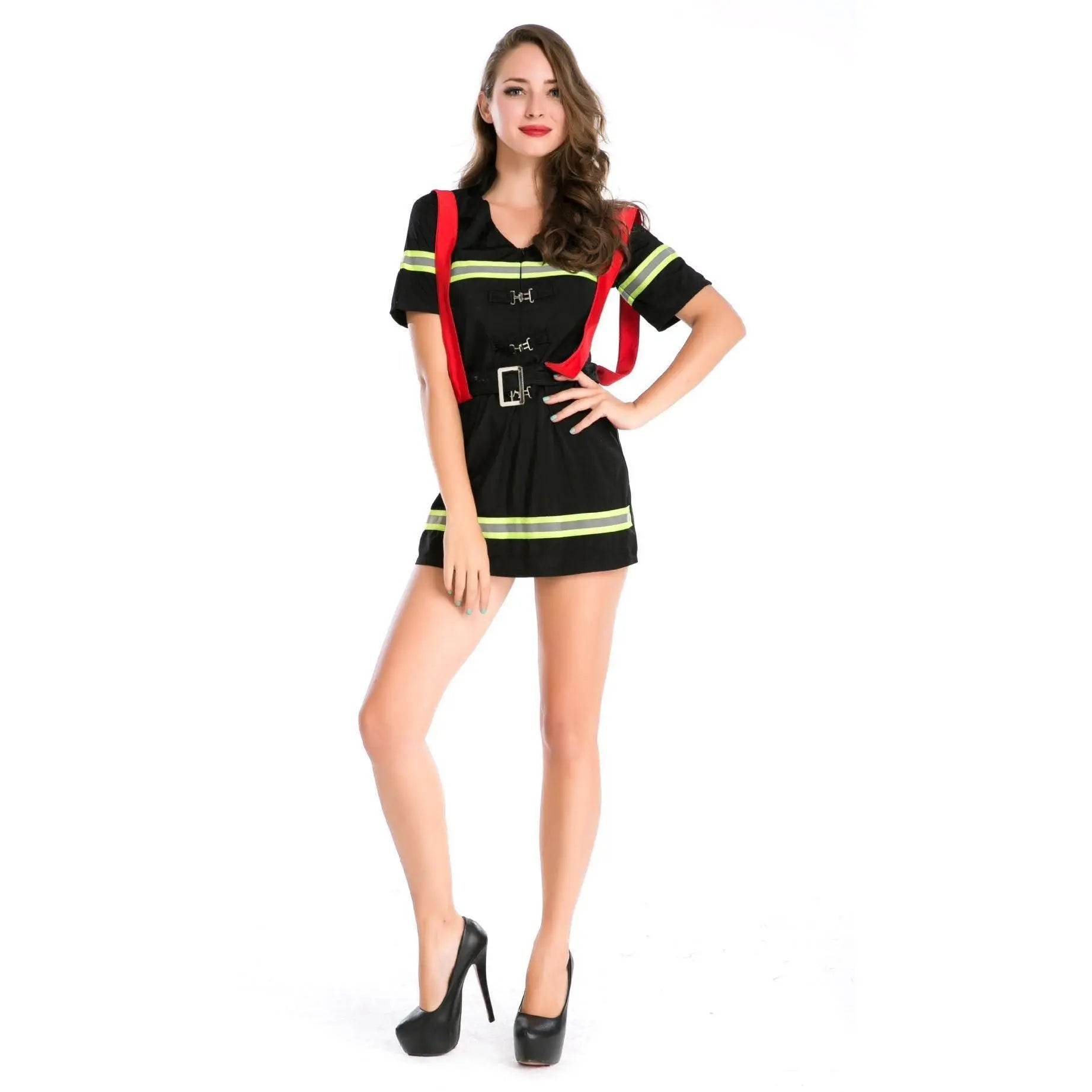 Female Firefighter Fancy Dress Party Costume - Azufun