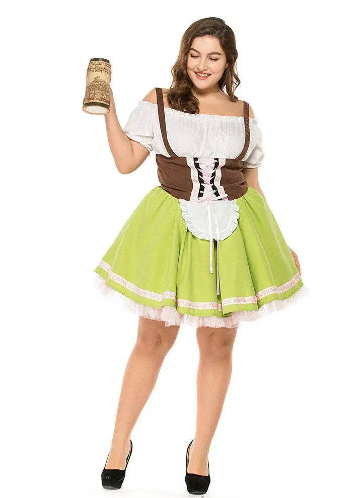 German Oktoberfest Outfit Halloween Plus Size Dress Women Cosplay Costume - Azufun