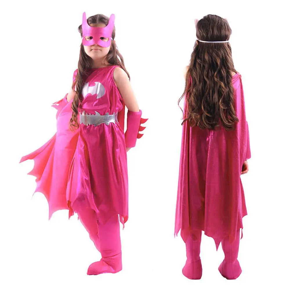 Girl's Deluxe Pink Batgirl Cosplay Costume Halloween Fancy Dress Up Outfit for Child - Pajamasbuy