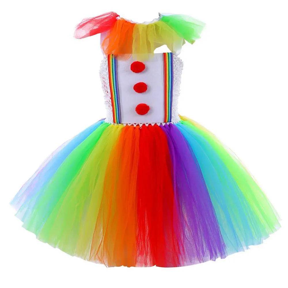 Girls' Clown Flower Princess Sleeve Tutu Dress Embroidery Party Bridesmaid Dresses - Azufun