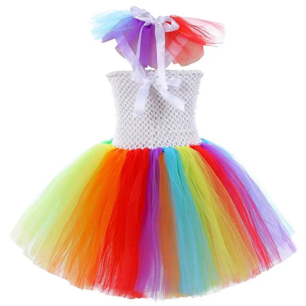 Girls' Clown Flower Princess Sleeve Tutu Dress Embroidery Party Bridesmaid Dresses - Azufun