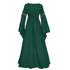 Gothic retro women's Medieval Court Costume Robe large size trumpet sleeve long dress - Azufun