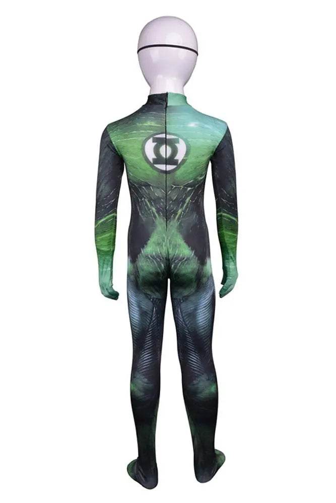 Green Lantern Hal Jordan Muscle Suit Kids Superhero Cosplay Costume - Azufun