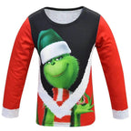 Green Monster Grinch Kids Boys Costume Mask Golves Set Christmas Gift - Azufun