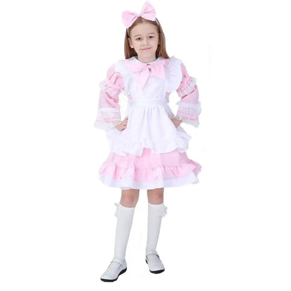 Halloween Alice Dress Girl's Princess Costume Maid Dress for kids - Azufun