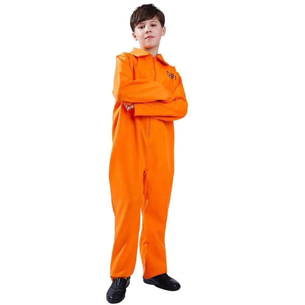 Halloween Boy's Costumes Prisoner Stage Performance Jumpsuit Cosplay Costume - Azufun