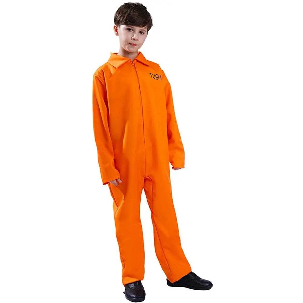 Halloween Boy's Costumes Prisoner Stage Performance Jumpsuit Cosplay Costume - Azufun