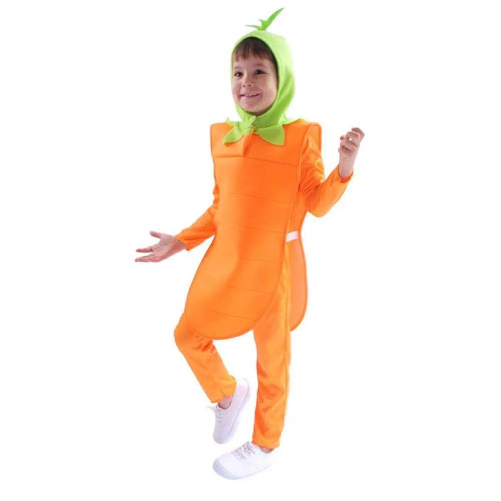 Halloween Carrot Cosplay Costumes Romper Onesie Cute Jumpsuit Outfit for Kids - Azufun