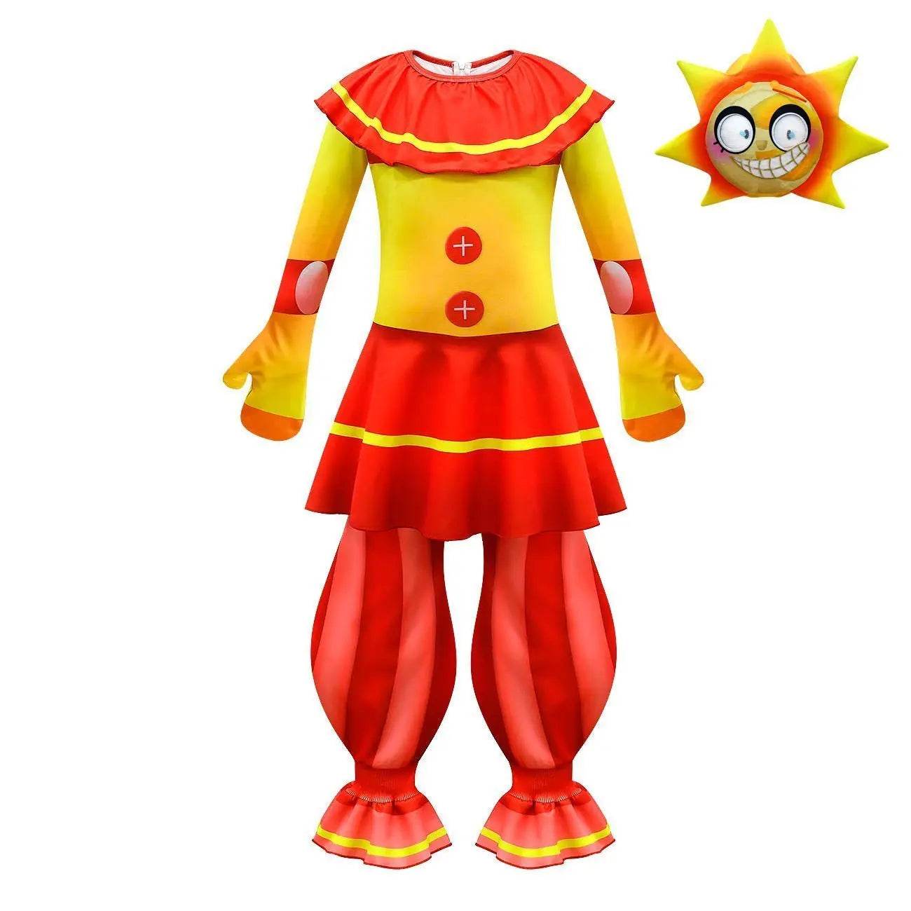 Halloween Clown Cosplay Costumes Jumpsuit Sun Moon Performance Romper For Kids - Azufun