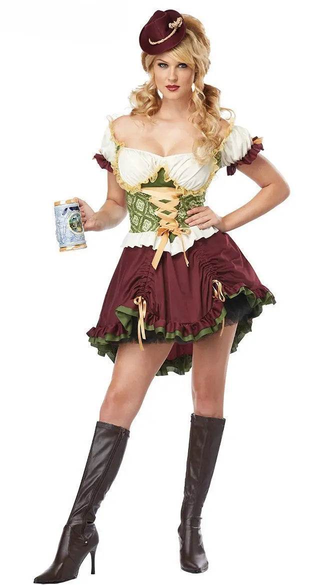 Halloween German Beer Women Dress Oktoberfest Cosplay Costume - Azufun
