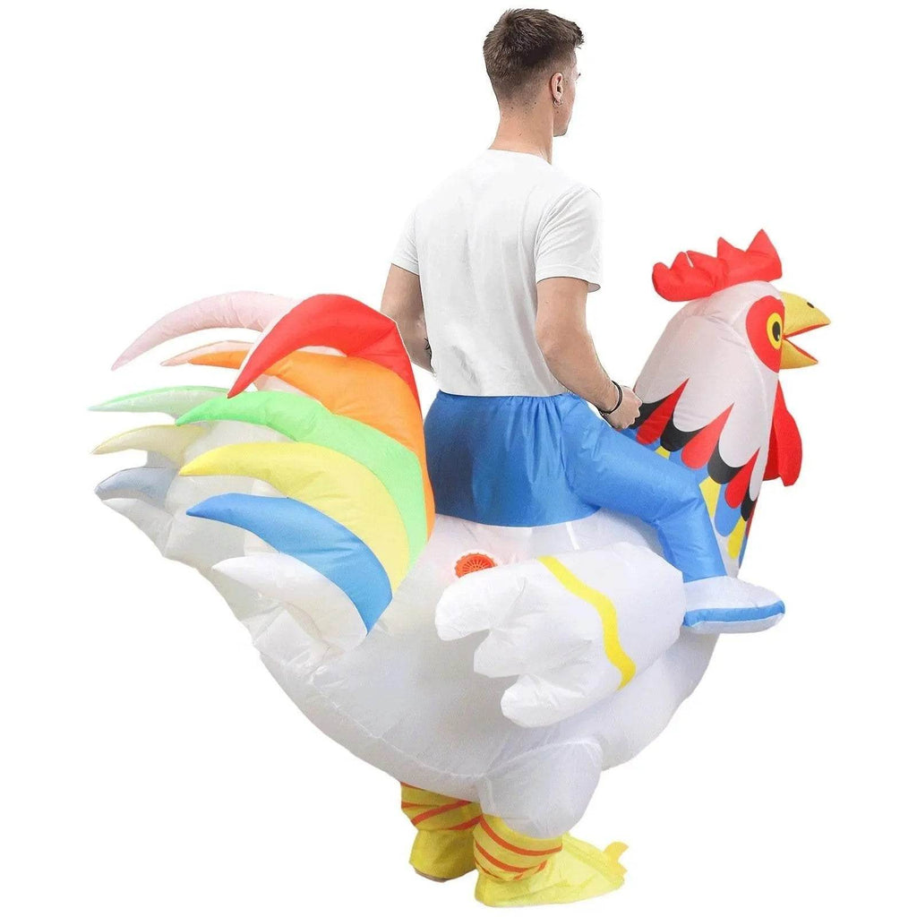 Hilarious Inflatable Red and White Rooster Costume Adult Halloween Party Mascot Outfit - Azufun