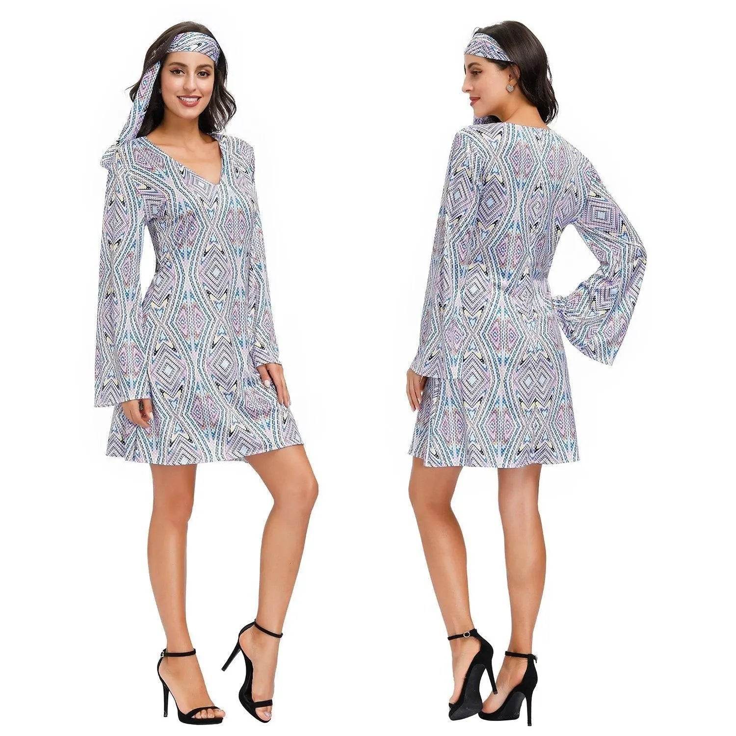 Hip Hop Rock Hippie 70s Costumes Cosplay Halloween Outfit Fancy Dress - Azufun