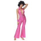 Hip Hop Rock Hippie 70s Costumes Fancy Dress Cosplay Halloween Outfit Jumpsuit Female - Azufun