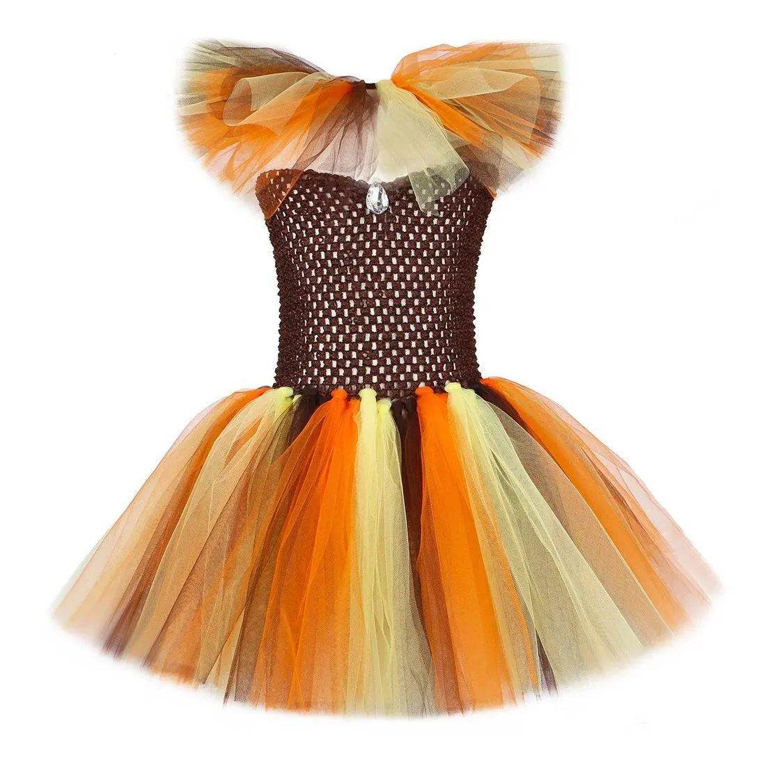 Jungle Safari Tutu Dress Costumes for Girls Halloween Reindeer Tiger Lion Leopard - Azufun
