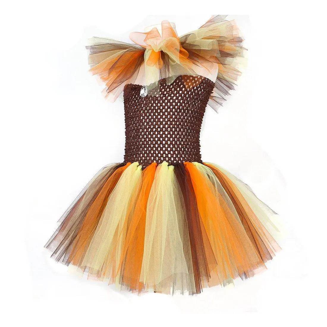 Jungle Safari Tutu Dress Costumes for Girls Halloween Reindeer Tiger Lion Leopard - Azufun