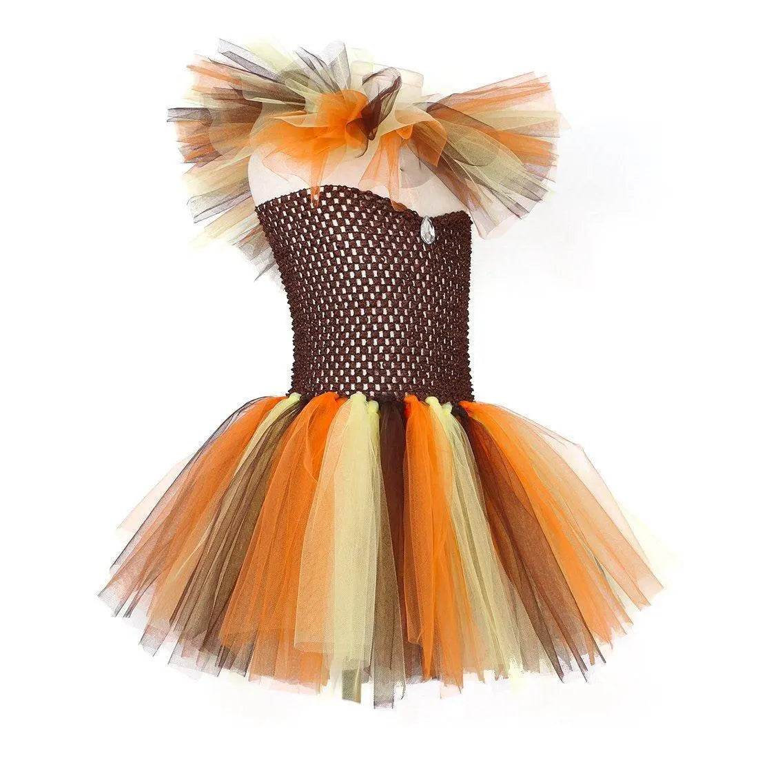 Jungle Safari Tutu Dress Costumes for Girls Halloween Reindeer Tiger Lion Leopard - Azufun