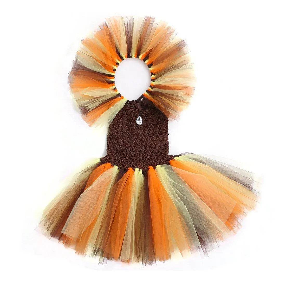 Jungle Safari Tutu Dress Costumes for Girls Halloween Reindeer Tiger Lion Leopard - Azufun