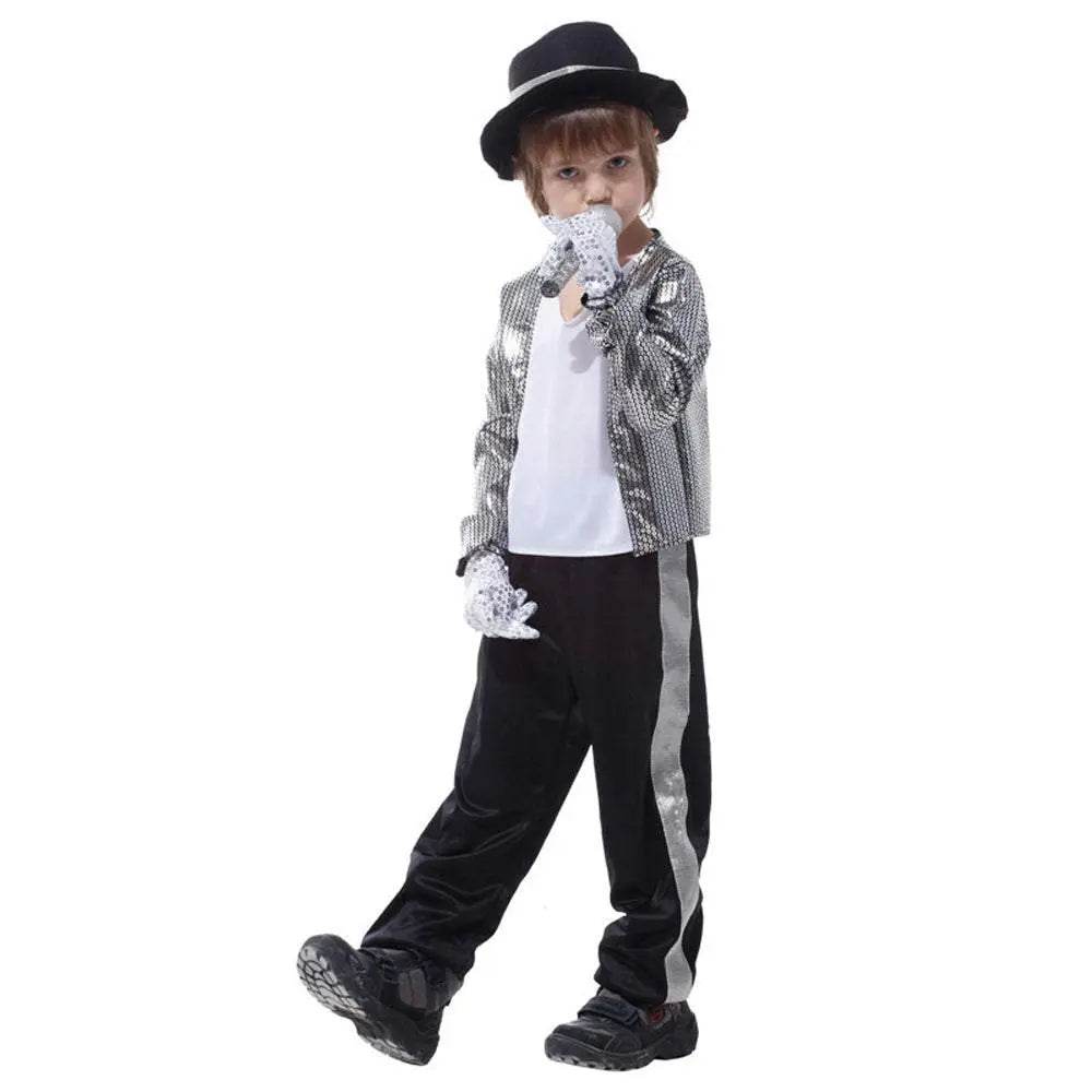 Kid Michael Jackson Thriller Fancy Cosplay Costume Halloween Partywear - Azufun