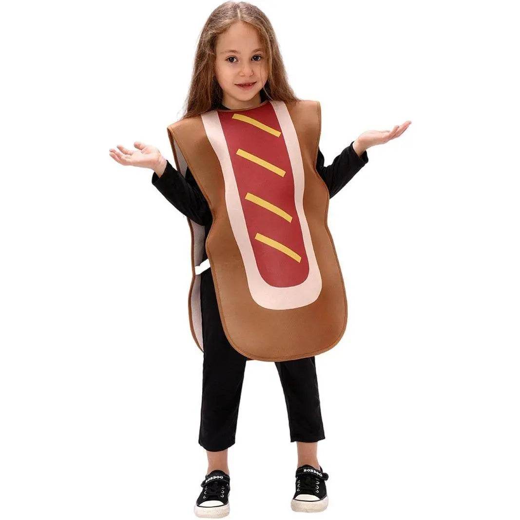Kids Bun Hot Dog Onesie Funny Novelty Halloween Cosplay Party Costume - Azufun