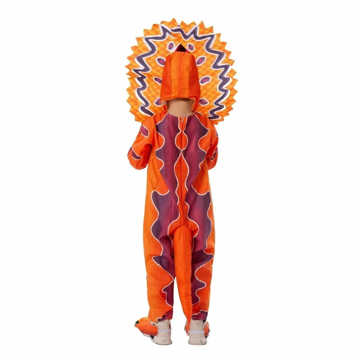 Kids Dilophosaurus Orange Animal Halloween Cosplay Party Costumes - Azufun