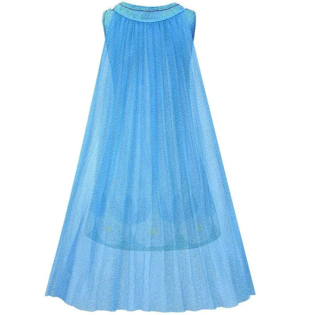 Kids Girl Trolls 2 World Tour Poppy Costume Cosplay ZenTai Short Sleeve Cape Dress - Azufun