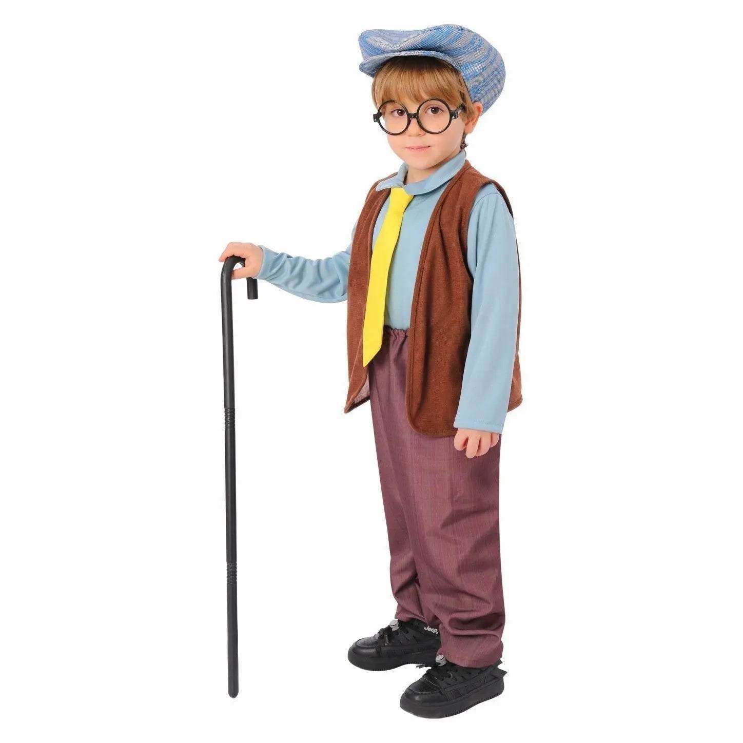 Kids Grandpa Old Man Christmas Costume Festive Role Play Outfit for School Performances - Azufun