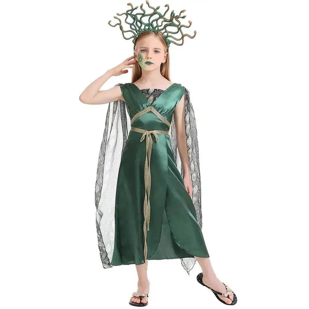Kids Greek mythology blue Medusa Gorgon cosplay Halloween costume - Azufun