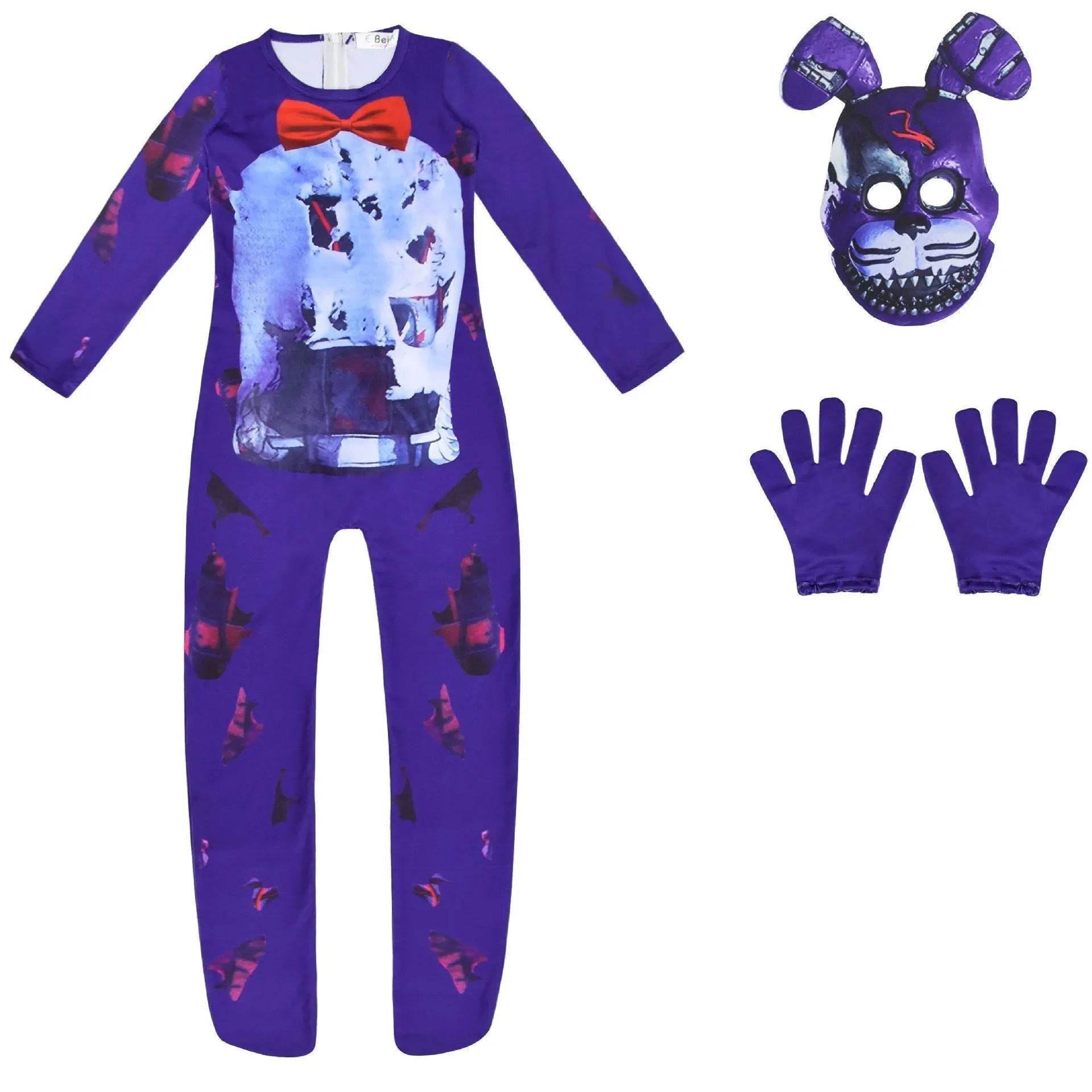 Kids Halloween Teddy Bear Cosplay Costume Jumpsuit Zentai Suits - Azufun