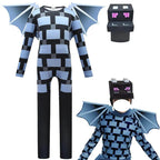 Kids Minecraft Ender Dragon Cosplay Costume Halloween jumpsuits onesies with Wings - Azufun