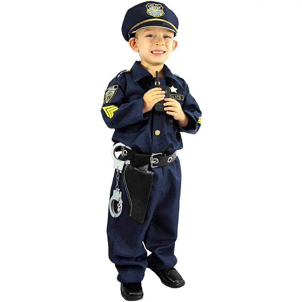 Kids Police Cop Costume for Boys Police Office Costume Halloween Cosplay Party - Azufun