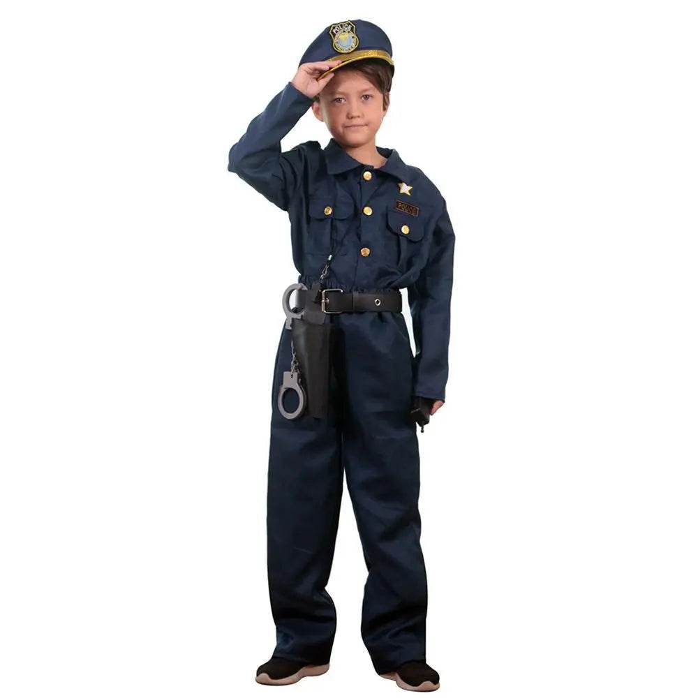 Kids Police Cop Costume for Boys Police Office Costume Halloween Cosplay Party - Azufun