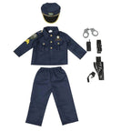 Kids Police Cop Costume for Boys Police Office Costume Halloween Cosplay Party - Azufun
