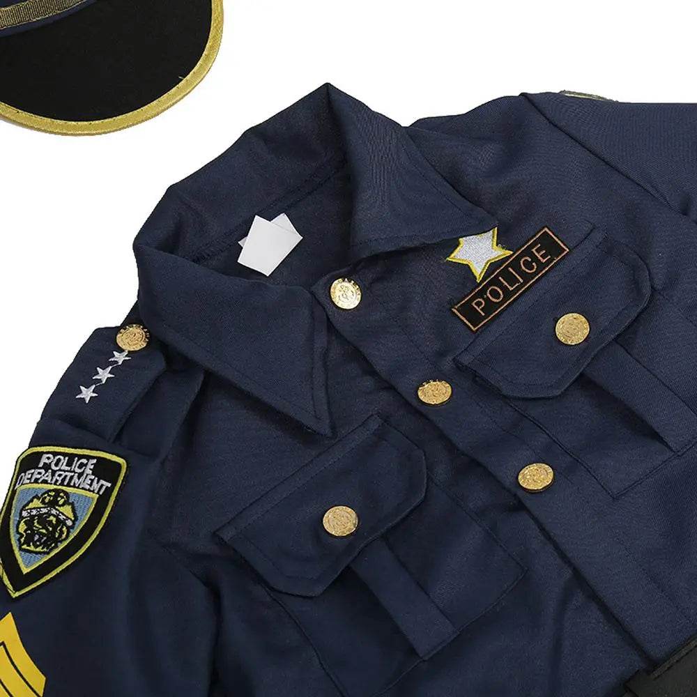 Kids Police Cop Costume for Boys Police Office Costume Halloween Cosplay Party - Azufun