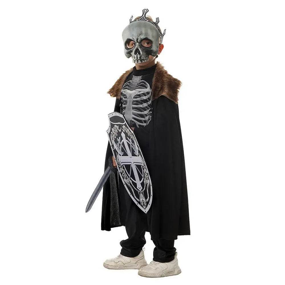 Kids Skeleton Knight Cosplay Costume Scary Halloween Kindergarten Stage Performance Outfit - Azufun