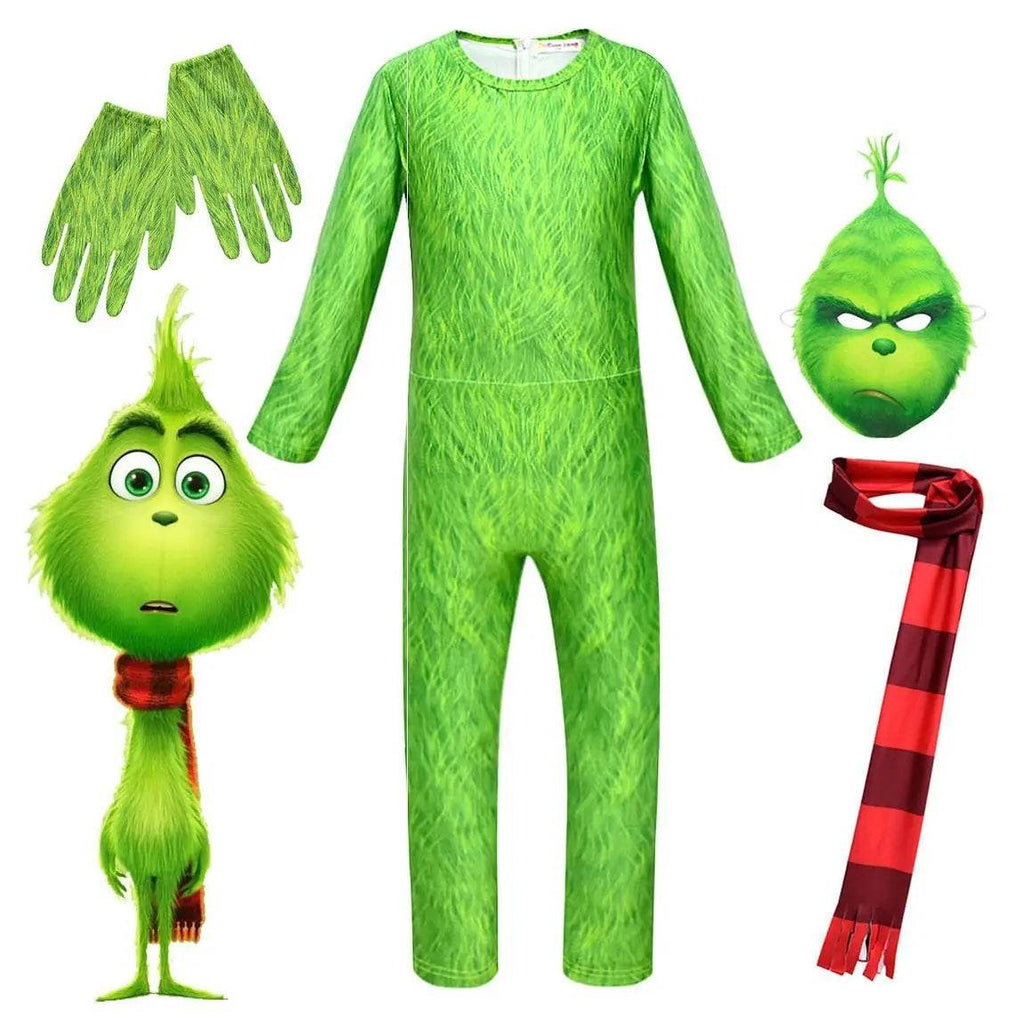 Kids The Grinch Christmas Costumes Jumpsuit Sets - Azufun