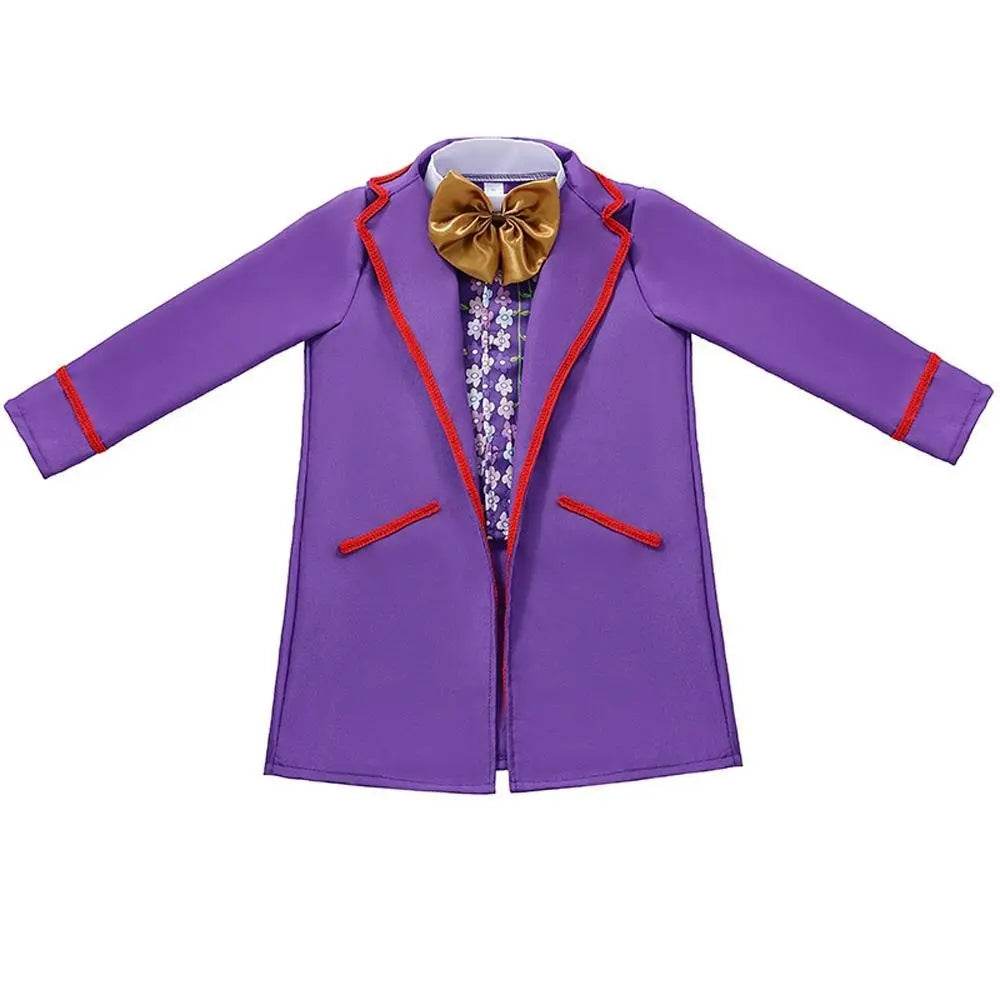 Kids Willy Wonka Charlie and the Chocolate Factory Johnny Depp Cosplay Suit Costume Set - Azufun