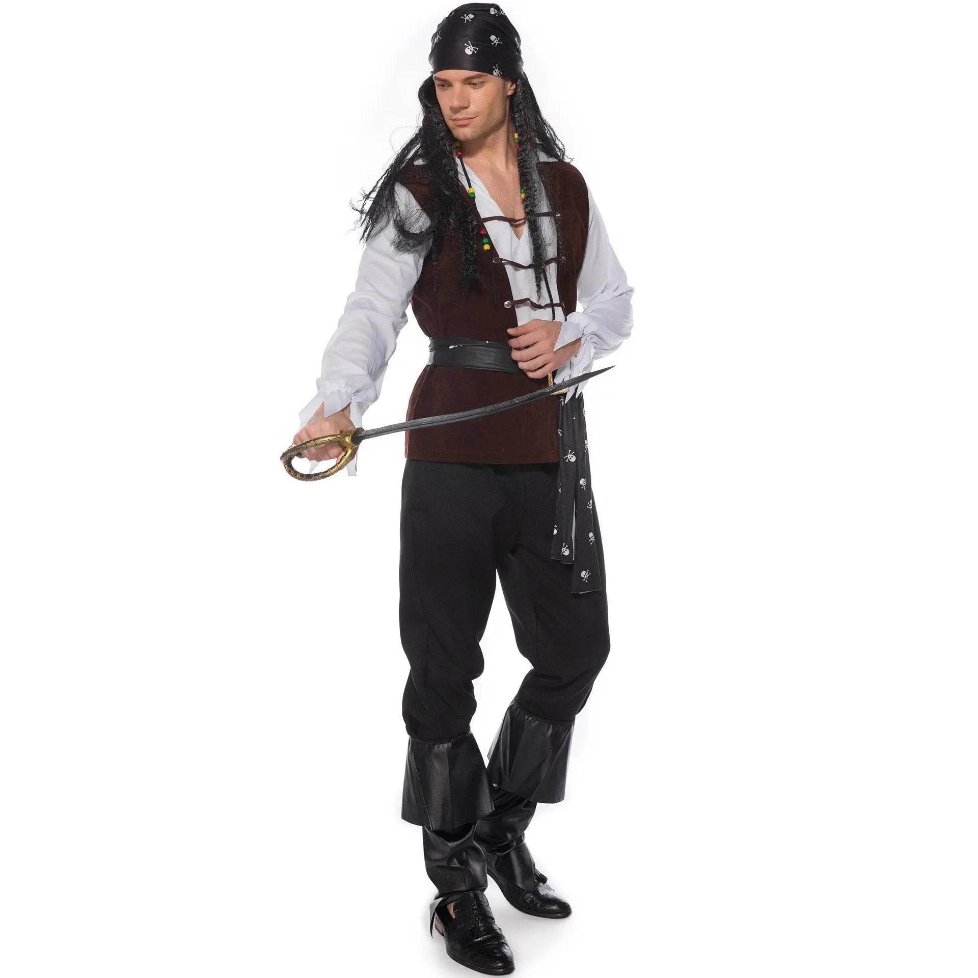 Male Pirate Outfit Vintage Cosplay Costume Carnival Halloween For Mens - Azufun