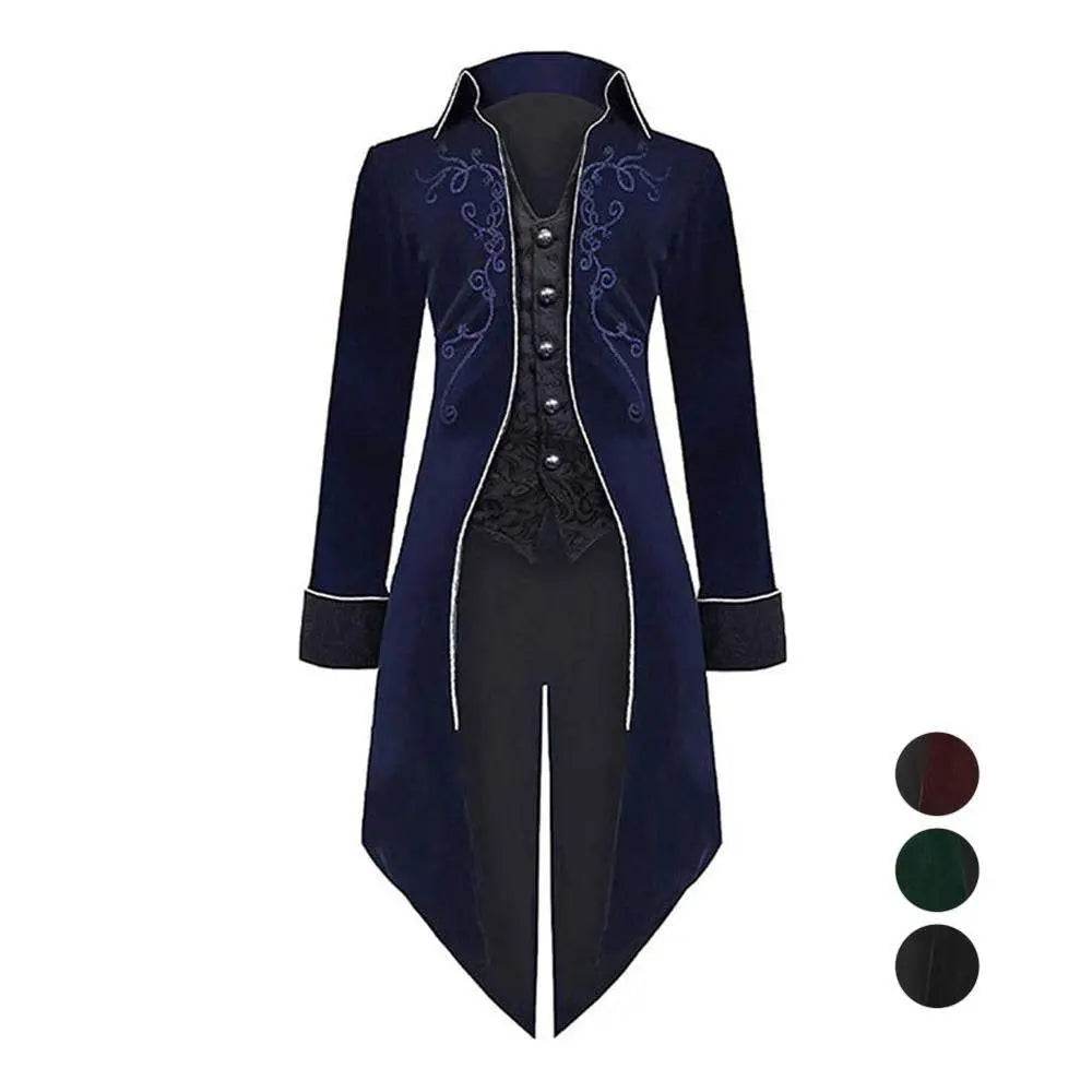 Medieval Steampunk Tailcoat Halloween Costumes Vampire Gothic Jackets Vintage Coat For Men - Azufun